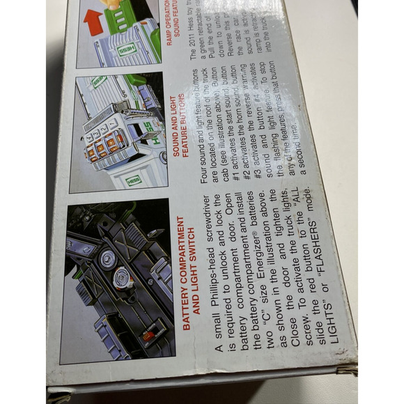 Hess 2011 White and Green Toy Truck & Pull Back Race Car Lights Sounds Ramp - Picture 6 of 14